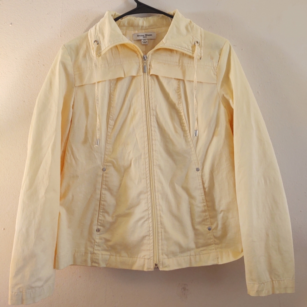 Women's Yellow Zip-Up Jacket Studio Works Size: Petite Small